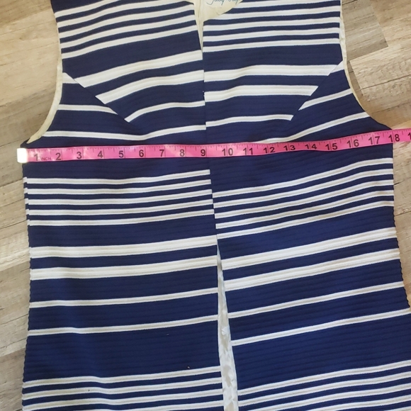 vintage Striped blue sleeveless Long vest - Picture 7 of 13
